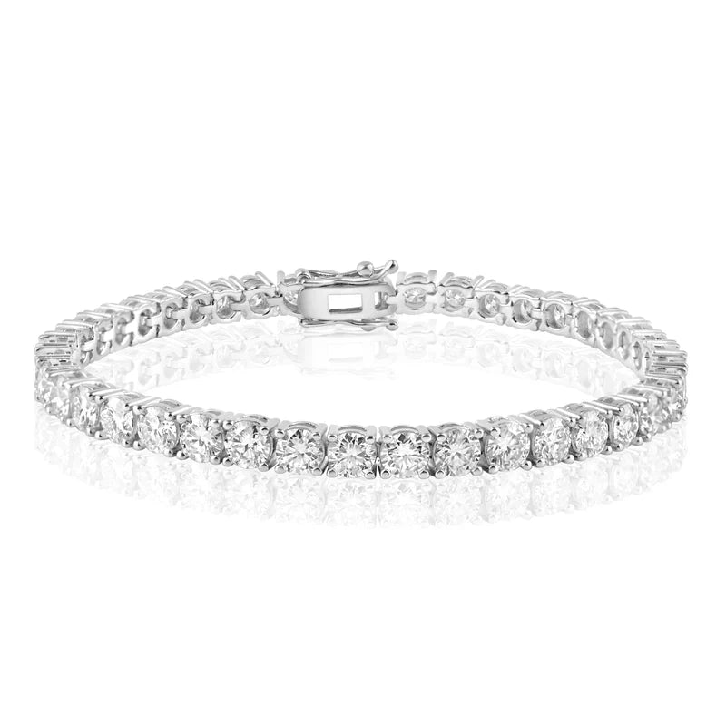Rhodium Plated 925 Sterling Silver Moissanite Stone 2.5mm Tennis Bracelet