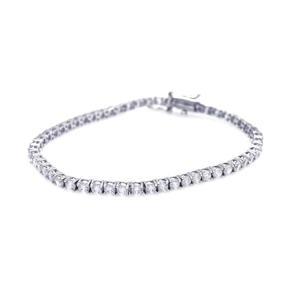 Silver 925 Rhodium Plated 3.3mm Clear CZ Tennis Bracelet