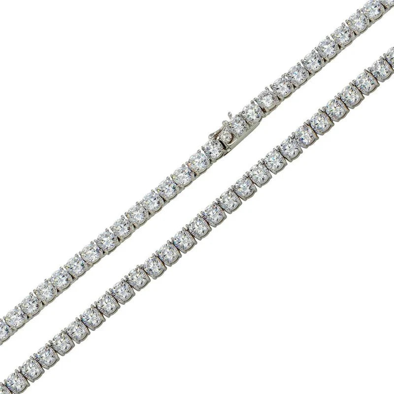 Rhodium Plated 925 Sterling Silver Moissanite Stone 3mm Tennis Bracelet