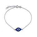 Rhodium Plated 925 Sterling Silver CZ Evil Eye Bracelet