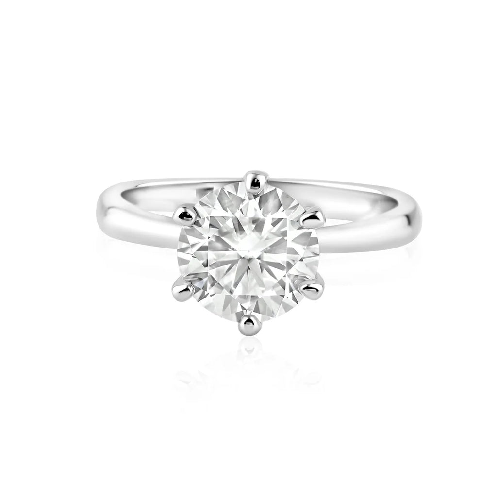 Rhodium Plated 925 Sterling Silver 2 Carat Moissanite Ring