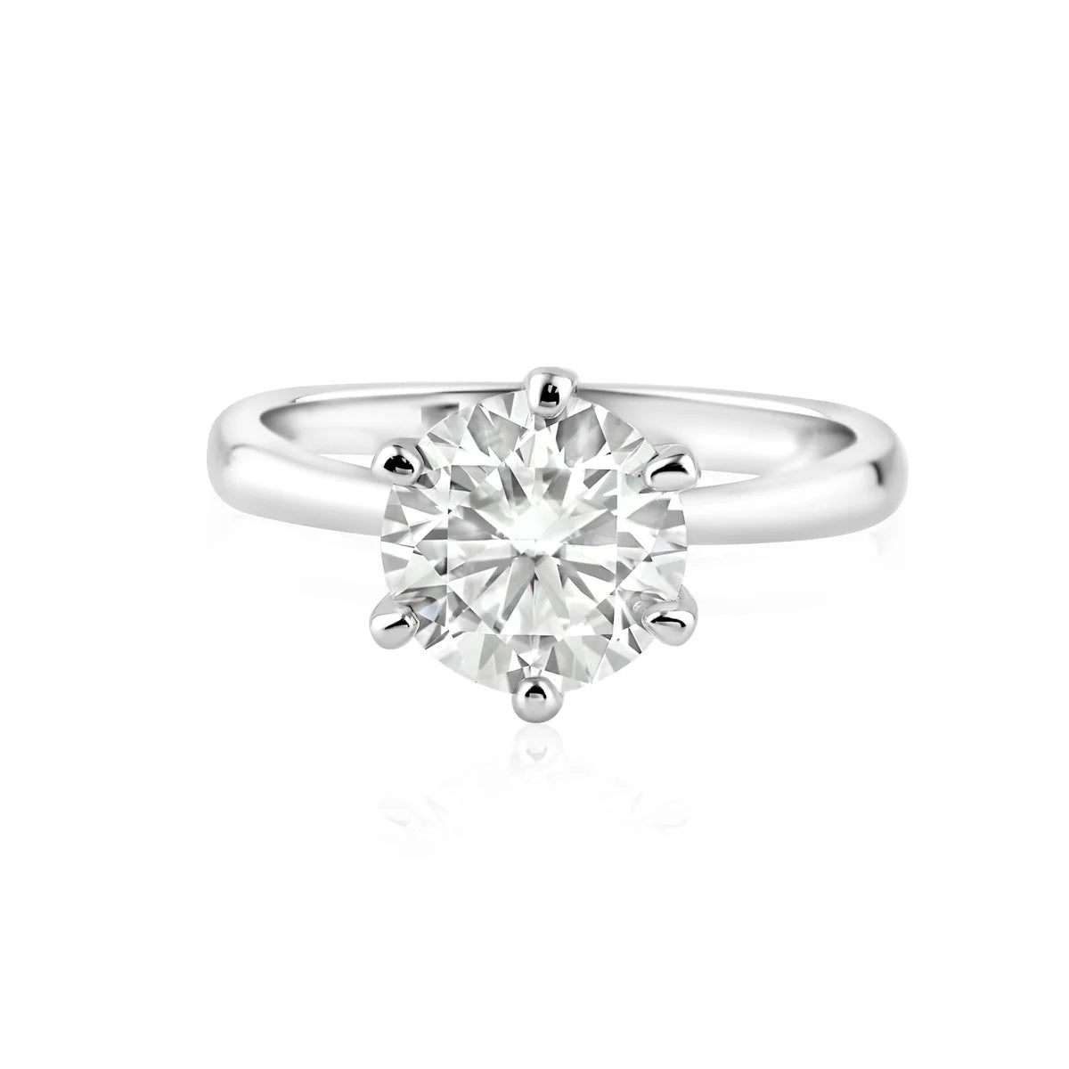 Rhodium Plated 925 Sterling Silver 2 Carat Moissanite Ring