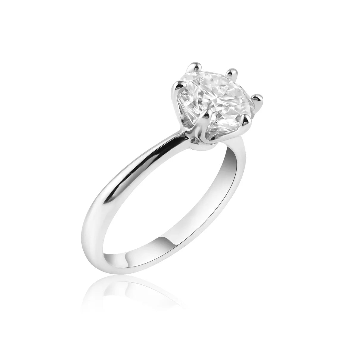 Rhodium Plated 925 Sterling Silver 2 Carat Moissanite Ring