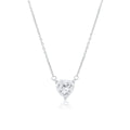 Rhodium Plated 925 Sterling Silver Moissanite Heart Pendant Adjustable Necklace