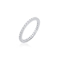 Rhodium Plated 925 Sterling Silver Moissanite 1.5mm Eternity Ring