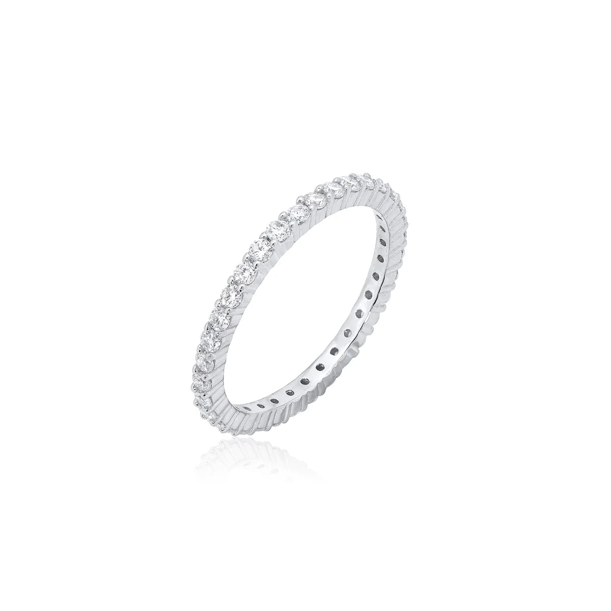 Rhodium Plated 925 Sterling Silver Moissanite 2mm Eternity Ring