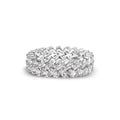 Rhodium Plated 925 Sterling Silver Moissanite Double Eternity Band Baguette Ring