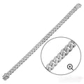Rhodium Plated 925 Sterling Silver Moissanite Miami Cuban 9.5mm Bracelet or Necklace