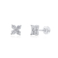 Rhodium Plated 925 Sterling Silver Flower Moissanite Studded 7mm Stud Earring