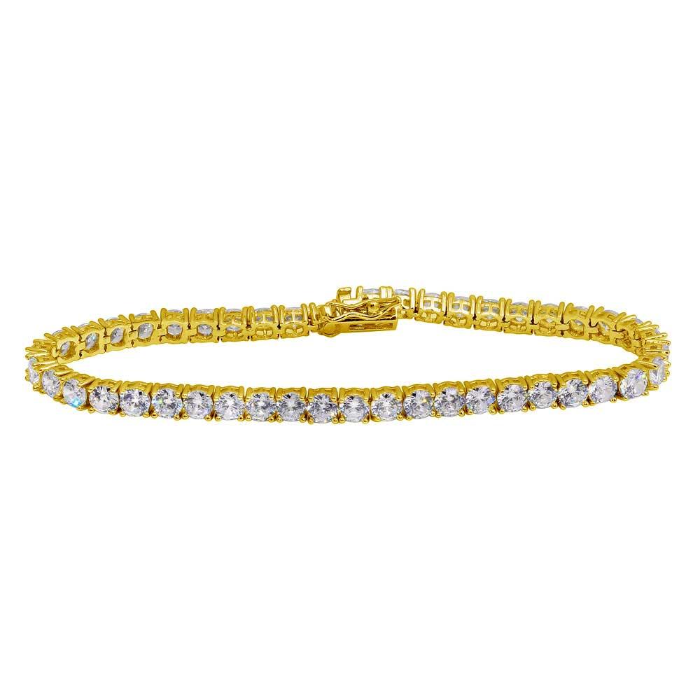 Gold Plated 925 Sterling Silver CZ Tennis Bracelet