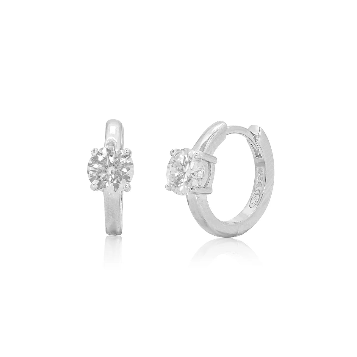 Rhodium Plated 925 Sterling Silver Moissanite Hoop Earring
