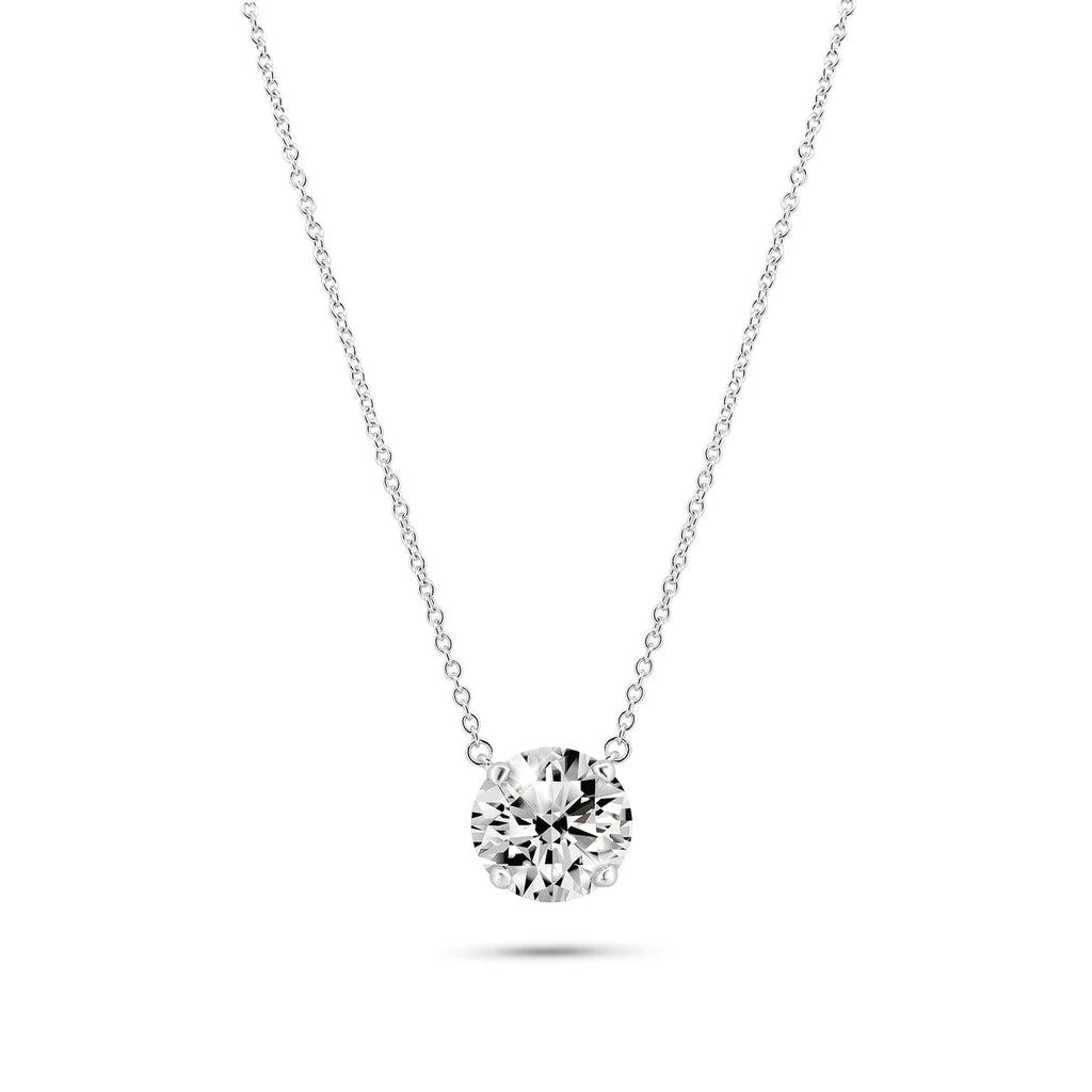 Rhodium Plated 925 Sterling Silver Moissanite Stone Solitaire Necklace