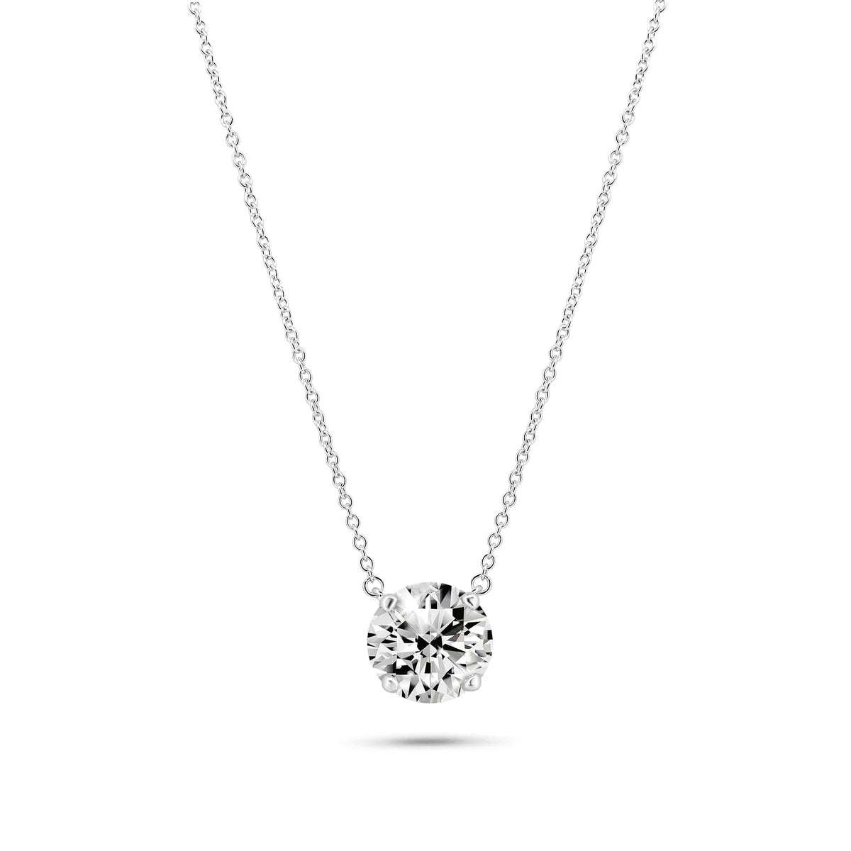 Rhodium Plated 925 Sterling Silver Moissanite Stone Solitaire Necklace