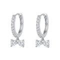 Rhodium Plated 925 Sterling Silver Moissanite Bow Hoop Earring