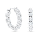 Sterling Rhodium Plated 925 Sterling Silver Moissanite Stone Hoop Earrings 17.5mm