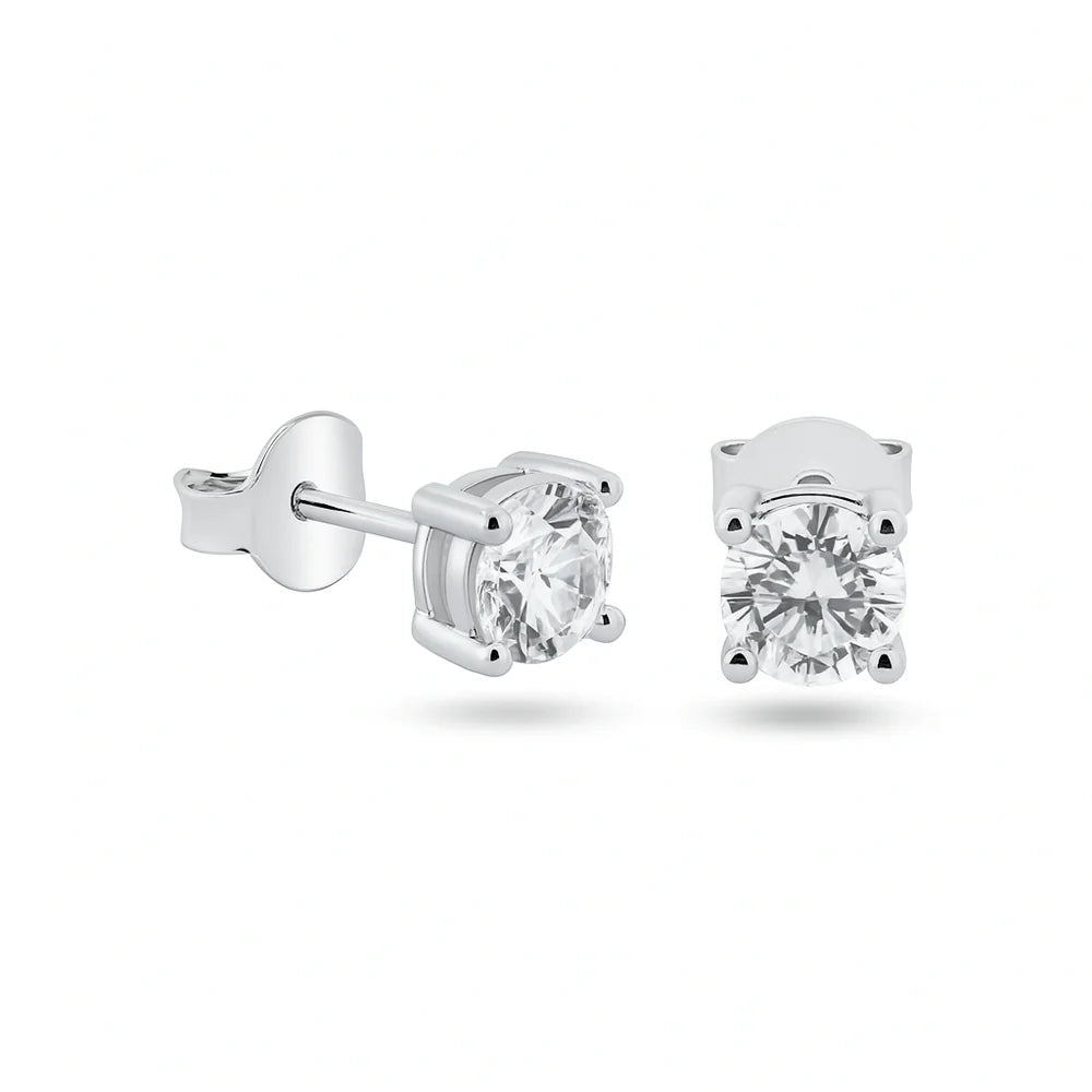 925 Sterling Silver Moissanite Round Push Back Earring